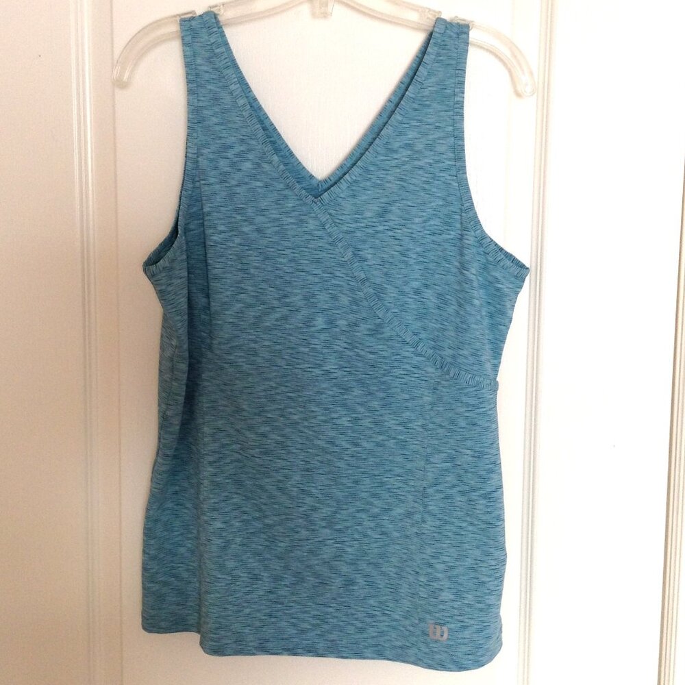 Wilson Women's Striated Faux Wrap Tank Top Classic Fit Size L Activewear Sports